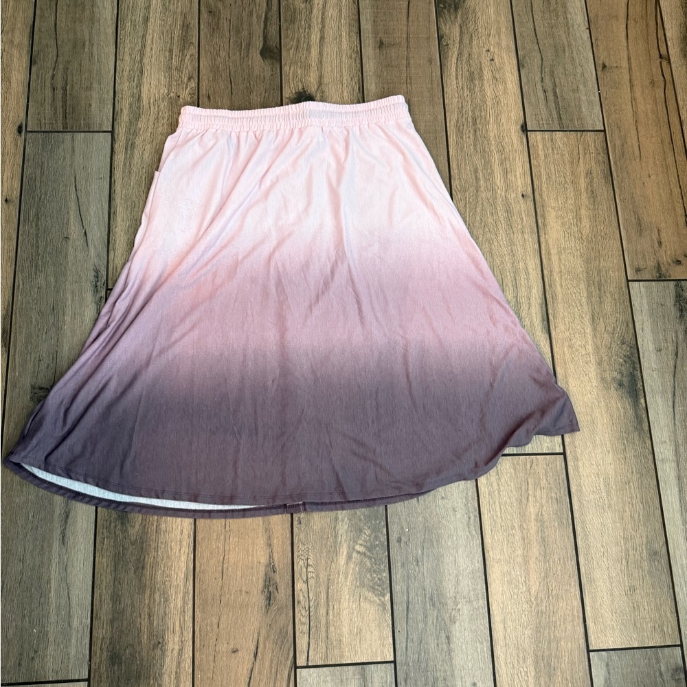 LuLaRoe Pink and Purple A-Line Midi Skirt Casual Resort Wear